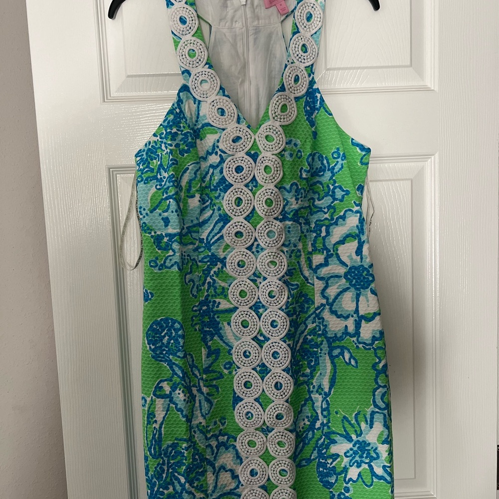 Lilly Pulitzer Blue and Green Patterned Mini Dress
